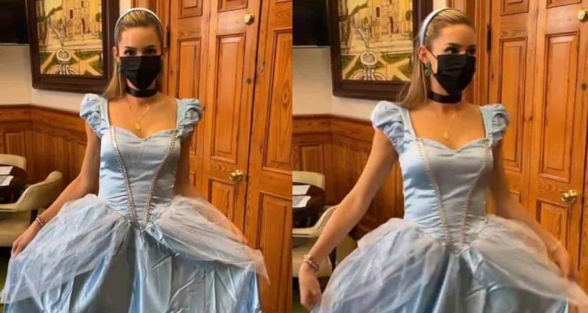 Mariana Rodríguez se disfraza de Cenicienta en el Palacio de Gobierno Mariana Rodríguez se disfraza de Cenicienta en el Palacio de Gobierno