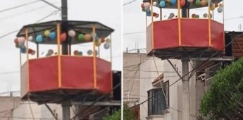 ¡Fiesta de otra altura!: Construyen un salón de fiestas en un poste de luz