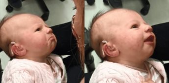 La reacción de una bebé sorda al escuchar voz de su mamá.