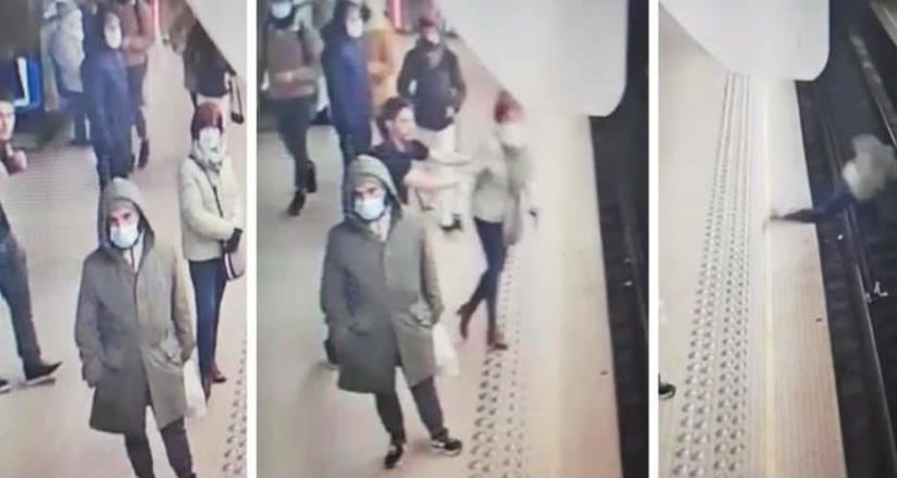 Cámaras de seguridad captan a hombre arrojando a una mujer a las vías del Metro en Bruselas