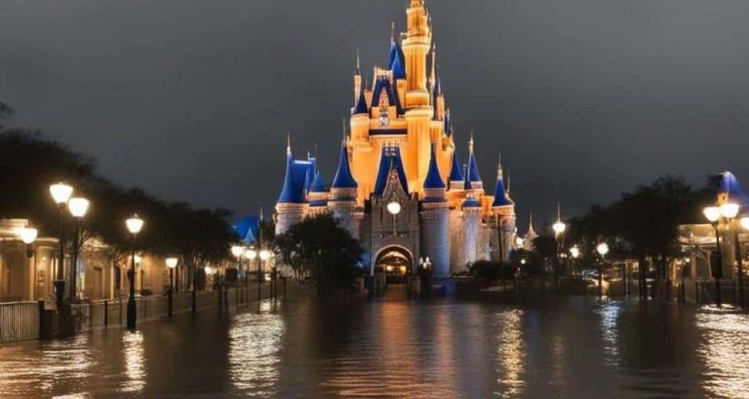 Se viraliza imagen del castillo de Disney World Florida inundado