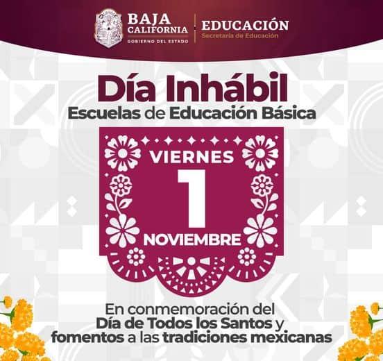 El viernes 1 de noviembre será inhábil para escuelas públicas de educación básica