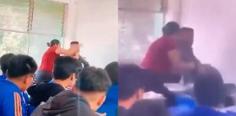 Madre golpea a maestra de preparatoria en Naucalpan mientras su pareja la detenía