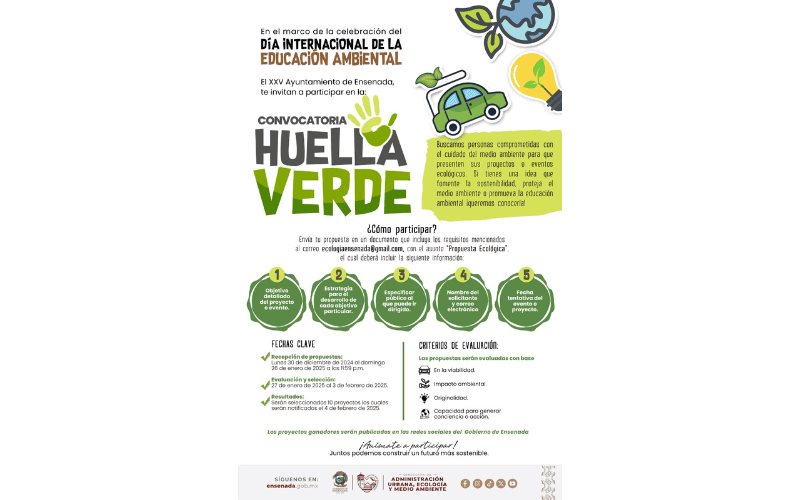 Invita Gobierno de Ensenada a participar en Huella Verde